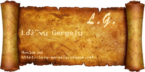 Lévy Gergely névjegykártya